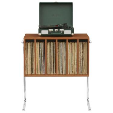 Imagem de Crosley Furniture Suporte para toca-discos Lily com armazenamento de vinil, armazena até 90 discos, suportes para toca-discos, nogueira