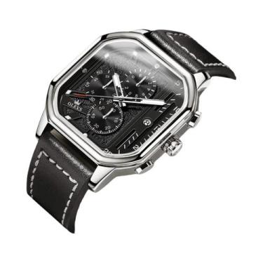 Imagem de Relógio Cronógrafo Masculino À Prova D'Água Com Pulseira De Couro Lumi