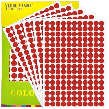 Imagem de YOULAISHI 4400 peças de adesivos de pontos vermelhos coloridos 1/2 polegada adesivos de pontos redondos pequenos etiquetas de codificação de cor vermelha para escritório, escola, sala de aula