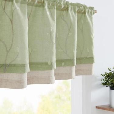 Imagem de Cortina jinchan Linen Valance 127x46cm Bordada em Folha