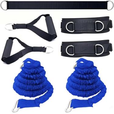 Imagem de OYINDIZ Conjunto de treinamento de velocidade de resistência, 8 peças, equipamento físico de salto de força explosiva, corda dupla, melhora a agilidade, força de potência para saltar basquete, tênis