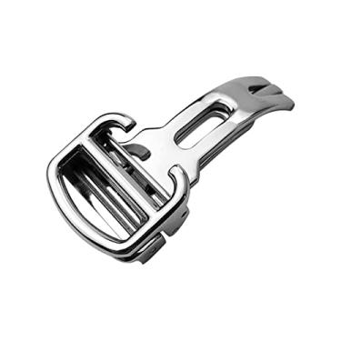 Imagem de TIOYW 12 mm, 14 mm, 16 mm, 18 mm, 20 mm 316L aço fino escovado borboleta dobrável fivela de relógio para balão azul Cartier, Prata, 20mm