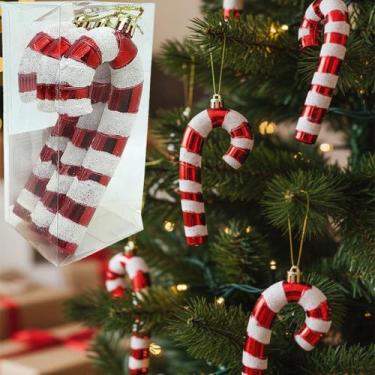 Imagem de Pendente Bengala Natalina Enfeite Árvore Natal 14cm Kit 3pçs - Genéric