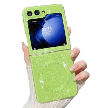Imagem de MINSCOSE Capa de celular magnética neon para Samsung Galaxy Z Flip 6 [compatível com Magsafe], linda capa brilhante com glitter, fina, à prova de choque, para mulheres e meninas, para Samsung Flip 6