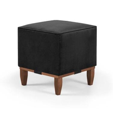 Imagem de Pufe Decorativo Quadrado Rodapé Madeira e Debrum Oxford 40 - Due Decor