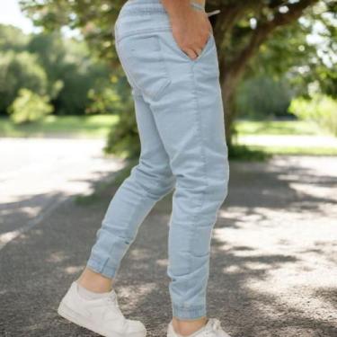 Imagem de Calça Jogger Masculina Jeans 4 bolsos com Punho Elástico Streetwear - 