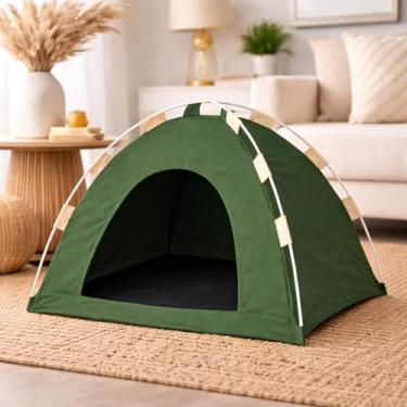 Imagem de Tenda Cama Iglu Para Gatos E Cachorros Portátil Dobrável (Verde militar)