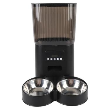 Imagem de Naroote Alimentador Automático para Gatos, Controle Com Botão de Alimentação Cronometrado, Dispensador Automático de Comida para Gatos Com Armazenamento Hermético para Cães e Animais de (Taças Duplas)