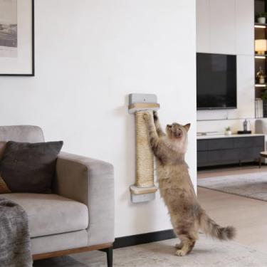 Imagem de Arranhador Para Gatos de Parede 65cm em MDF 15mm LAMINADO REFORÇADO Sisal 8mm Gatificação (Branco)