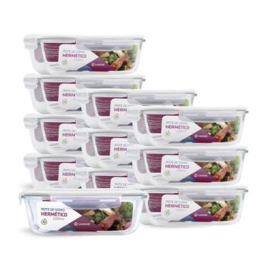 Imagem de Kit 11 Potes de Vidro Retangular com Tampa Hermética 2260ml - NABOX, B