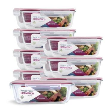 Imagem de Kit 8 Potes de Vidro Retangular com Tampa Hermética 2260ml - NABOX, Ve