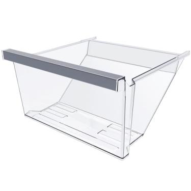 Imagem de Gaveta de geladeira W11162446 atualizada compatível com gaveta de geladeira Whirlpool W11046495 Peças de reposição de gaveta Whirlpool WRS325SDHZ, WRS321SDHZ, WRS315SDHM Prateleira inferior de gaveta