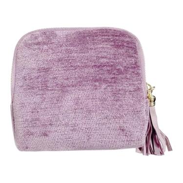 Imagem de predolo Estojo organizador de joias pequeno para viagem, bolsinha para brincos e colares, ideal para guardar joias, brincos e outros objetos. Perfeito para, Violeta Claro