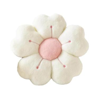 Imagem de Almofada Decorativa De Flor Margarida Em Pelúcia Macia Branca E Rosa, 