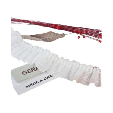 Imagem de Fita De Renda Plissada 3D Preta E Branca De 5cm De Largura Com Bordado