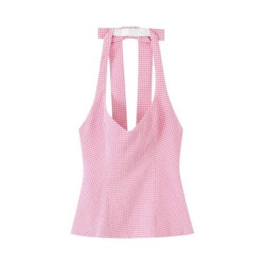 Imagem de Top Feminino De Verão Halter Sem Alças Com Laço Casual Elegante Moda S