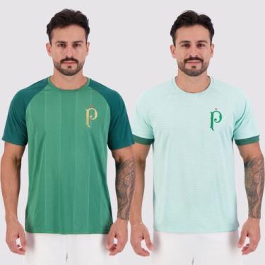 Imagem de Kit 2 Camisas Palmeiras Dots e Palestra Raglan Verde - Betel, GG