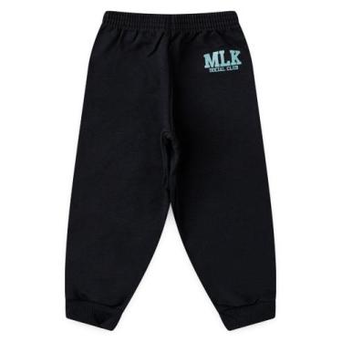 Imagem de Calça Inverno Menino Preto em Moletom Estampa MLK, 14