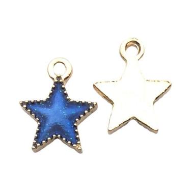 Imagem de Pingentes De Esmalte Azul Escuro 20 Peças: Estrela, Flor E Coração Par