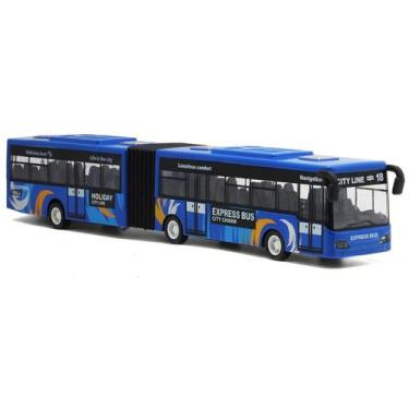Imagem de Toy Bus Alloy Blue de dois andares, escala 1:24 com luzes de 28 cm - T