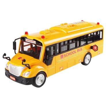 Imagem de Ônibus escolar de brinquedo grande amarelo com portas que podem ser ab