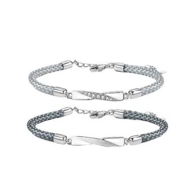 Imagem de Conjunto de pulseiras para casais, prata 925, ajustável, 3g - Yiweisai