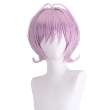 Imagem de Peruca Cosplay Curta Lavanda Sintética Resistente ao Calor 35 cm - yiw
