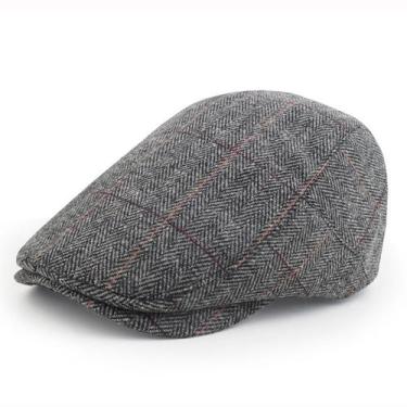 Imagem de Flat Cap Herringbone Newsboy Gatsby Ivy Cabbi para homens - yiweisai