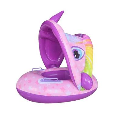 Imagem de Anel de natação inflável para piscina para bebês com dossel solar - Gl
