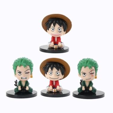 Imagem de Bonecos de ação Anime One Piece Luffy Roronoa Zoro 4 unidades - Gloome