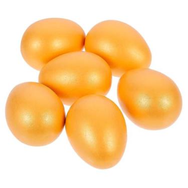 Imagem de Ovo de Páscoa DIY 6 peças de madeira dourada 6x4,5x4,5cm para decoraçã