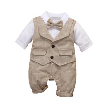 Imagem de Conjunto Formal De Algodão Xadrez Para Menino Recém-Nascido, Vestido D
