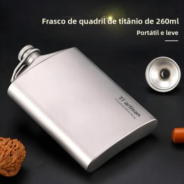 Imagem de Cantil Portátil De Titânio 200ml 260ml Com Funil Para Caminhada Ao Ar 