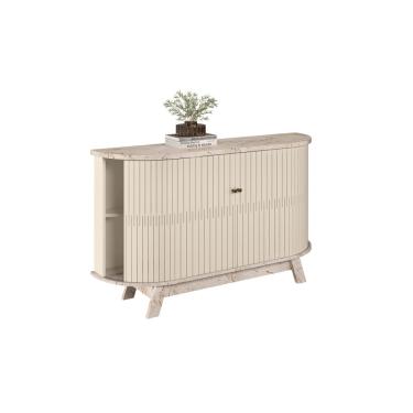 Imagem de Buffet Monza 136cm 4 Portas 2 Gavetas Internas e 2 Prateleiras Calacata e Off White Liberty Móveis