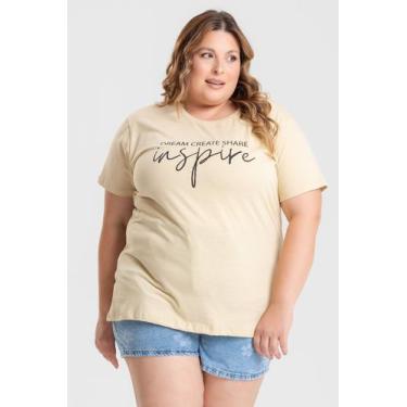 Imagem de T-shirt Feminina Plus Size 100% Algodão Estampada "DREAM CREATE SHARE 