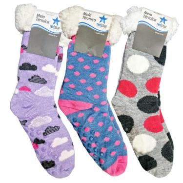 Imagem de Meia Térmica Forrada Antiderrapante 36-39 Feminina Redstar