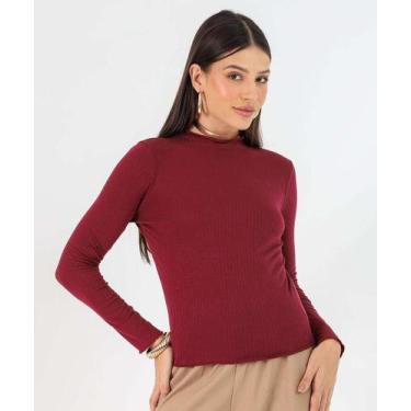 Imagem de Blusa Feminina Canelada Manga Longa Marisa Vinho-22099, Vinho, P