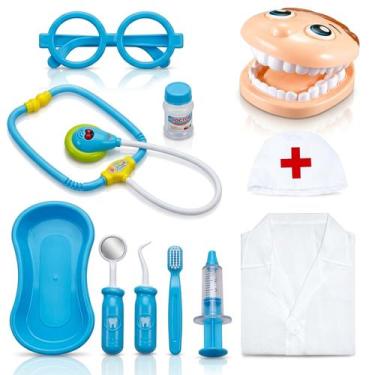 Imagem de Brinquedo Kit Dentista Com Avental Dentatura E Acessórios Educativo - 