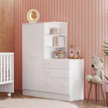 Imagem de Guarda Roupa Infantil Aurora 2 Portas Cômoda 3 Gavetas Branco-branco M