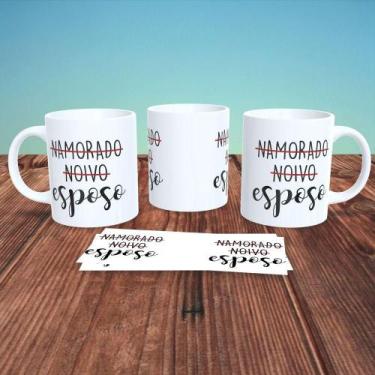 Imagem de Caneca de Porcelana Casal Decorada 4 325ML Branca Personalizada Outras