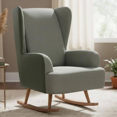 Imagem de Poltrona de Amamentação Balanço Base Milka Liz D02 Couríssimo Tramado Verde C-296 C-120...