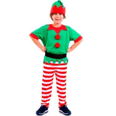 Imagem de Fantasia Duende de Natal Infantil - Sulamericana, Preto, M 5 - 8