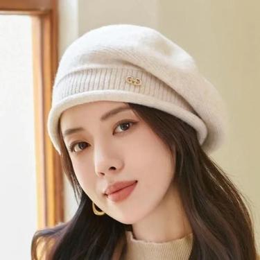 Imagem de Gorro Feminino De Fleece Macio E Confortável Com Bolso, Boné De Tricô 