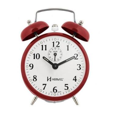 Imagem de Relógio Despertador Herweg 2208 044 Vermelho Antigo Retrô