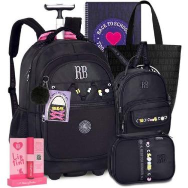 Imagem de Kit Mochila Escolar Rb Rebecca Bonbon Lançamento Carrinho, Preto