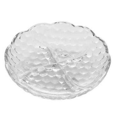 Imagem de Petisqueira em Vidro Cristal com 4 Divisórias Bubble - UtilBazar