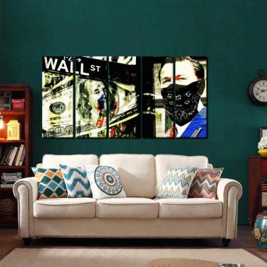 Imagem de Quadro Decorativo Lobo Wall Street 5 peças 140x65 2