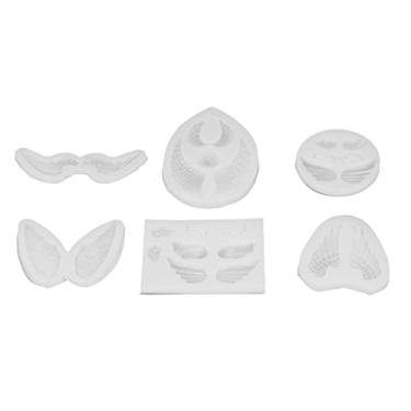 Imagem de Molde de bolo fondant,6 pe?as molde de silicone em forma de asas de anjo 3d molde de resina molde de chocolate, molde de sab?o DIY vela molde de argila utens¨ªlios de cozinha utens¨ªlios de cozinh