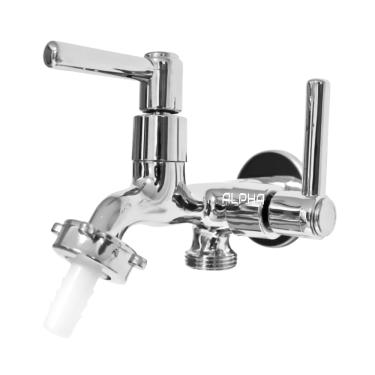 Imagem de Torneira Tanque Máquina Lavar 2 Saídas Metal Cromado C-72