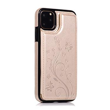Imagem de Capa de couro de luxo para iPhone 14 12 13 Mini 11 Pro XR XS Max 6 6s 7 8 Plus 5 5s SE 2020 2022 Carteira Slots para cartão de telefone Capa Flip, Dourada, Para iPhone 7Plus 8Plus